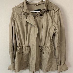 Large beige zip up cargo jacket